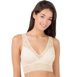 SO White/Cream Plunge Lace Bralette Small No Underwire